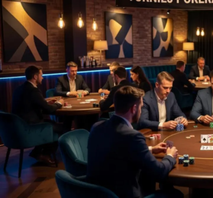 Stół do pokera podczas turnieju w Code Poet, Mateusz Burzyński Poker Lounge